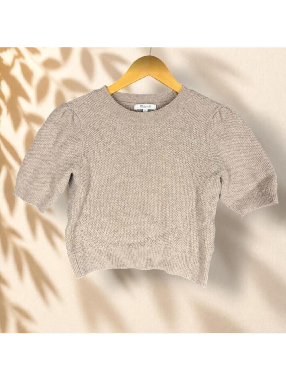 Madewell Sweater Pullover Women S Small Brown Short Sleeve Knit Cropped Cozy